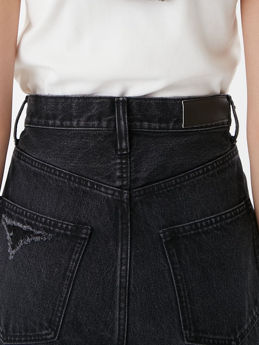 Mila Owen「カットアウトダメージセミワイドデニムパンツ」|デニム|