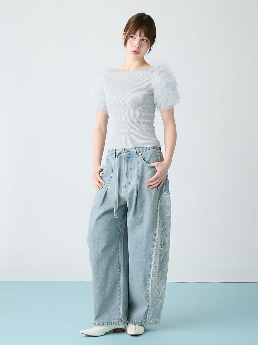 FURFUR「レースドッキングカーブデニムパンツ」|デニム|