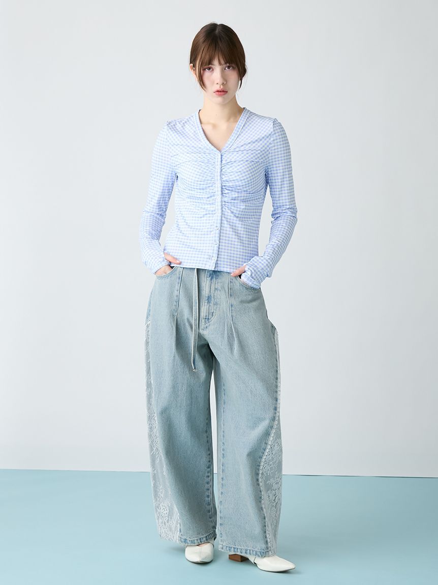 FURFUR「レースドッキングカーブデニムパンツ」|デニム|