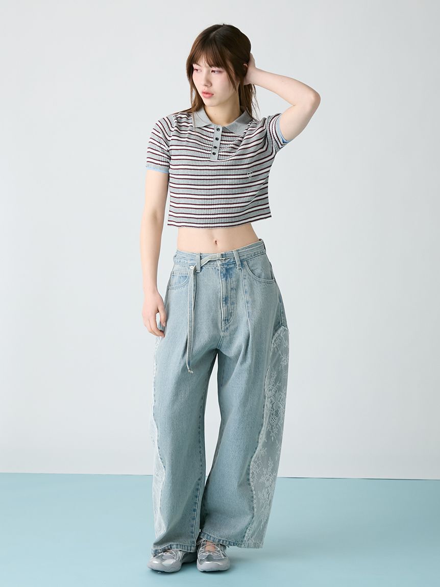 FURFUR「レースドッキングカーブデニムパンツ」|デニム|
