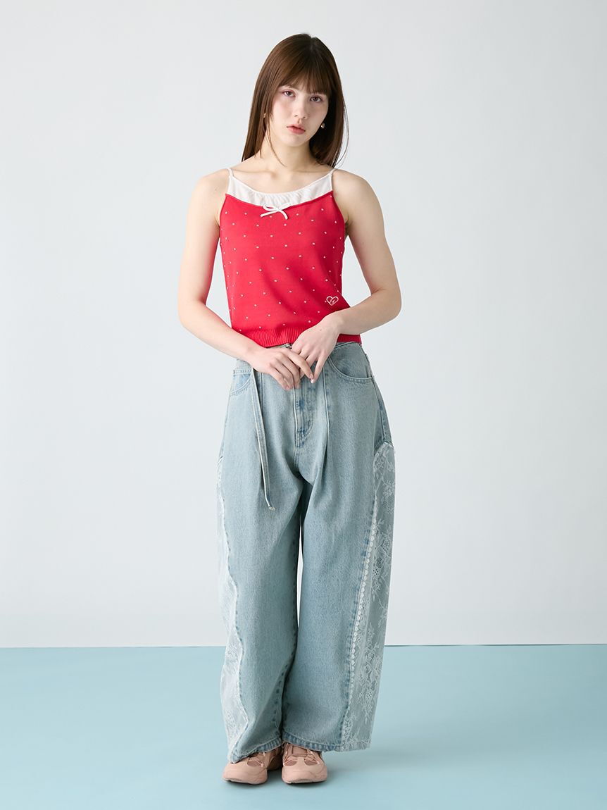 FURFUR「レースドッキングカーブデニムパンツ」|デニム|