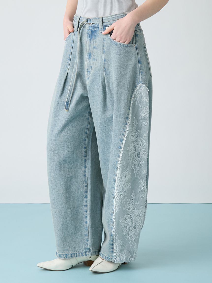FURFUR「レースドッキングカーブデニムパンツ」|デニム|
