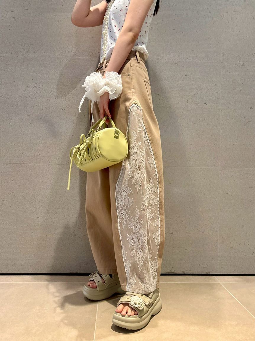 FURFUR「レースドッキングカーブデニムパンツ」|デニム|