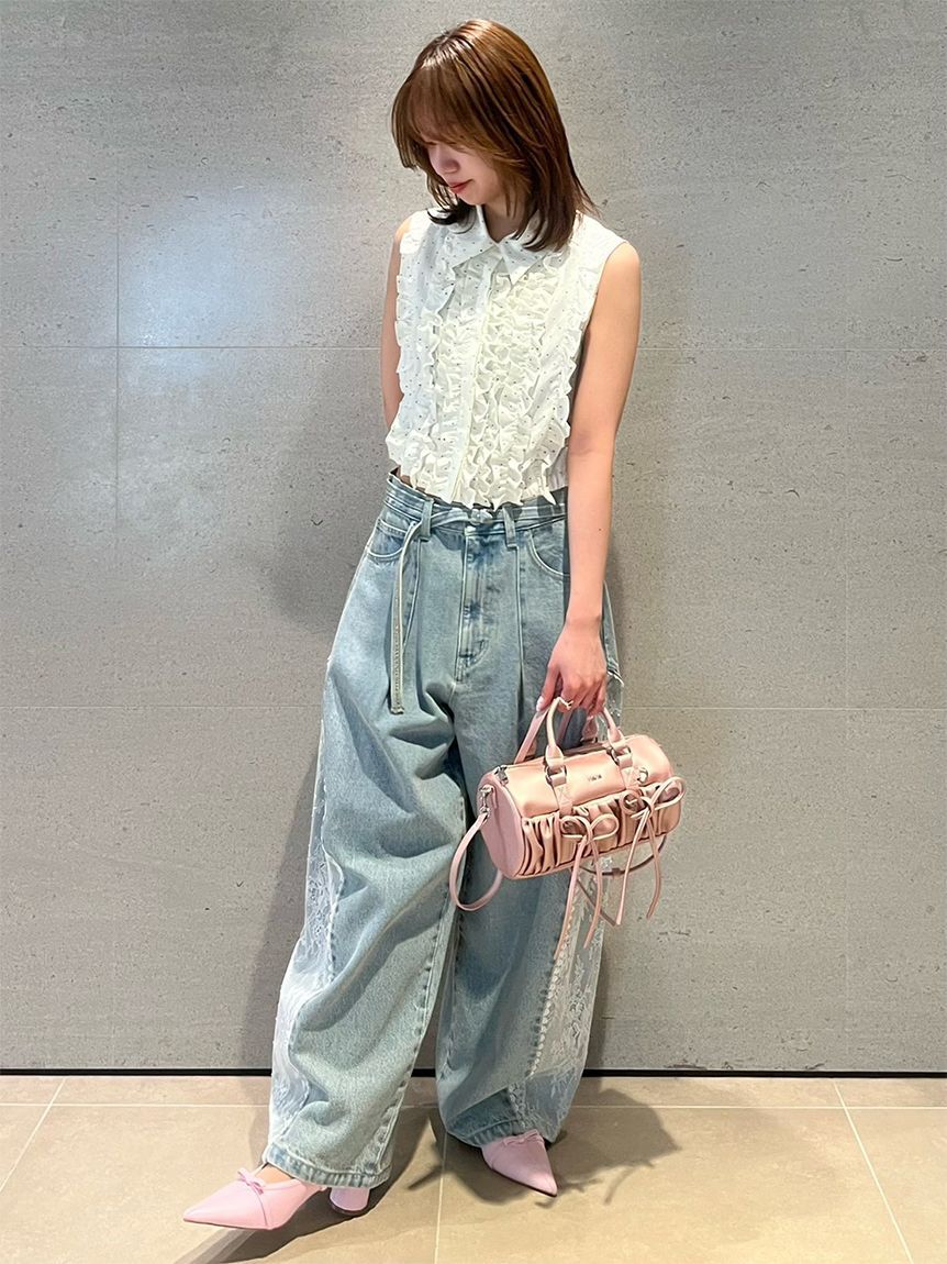 FURFUR「レースドッキングカーブデニムパンツ」|デニム|