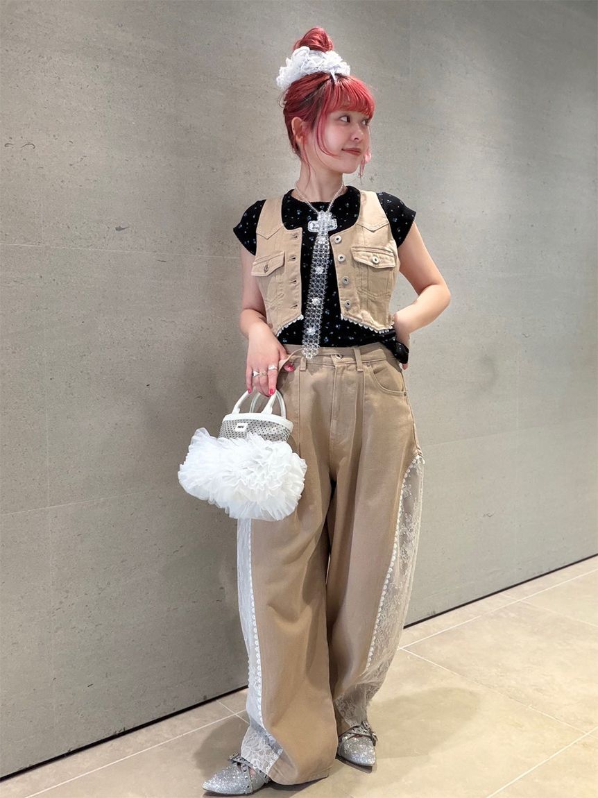 FURFUR「レースドッキングカーブデニムパンツ」|デニム|