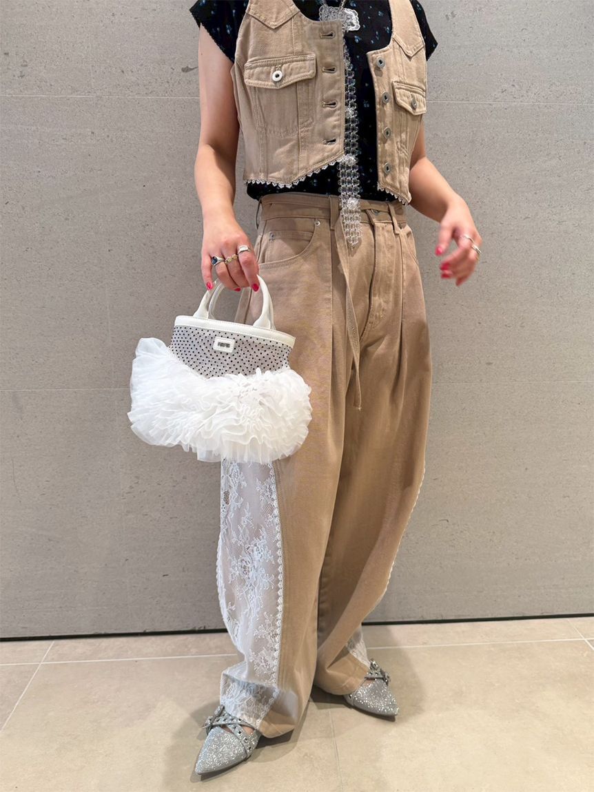 FURFUR「レースドッキングカーブデニムパンツ」|デニム|