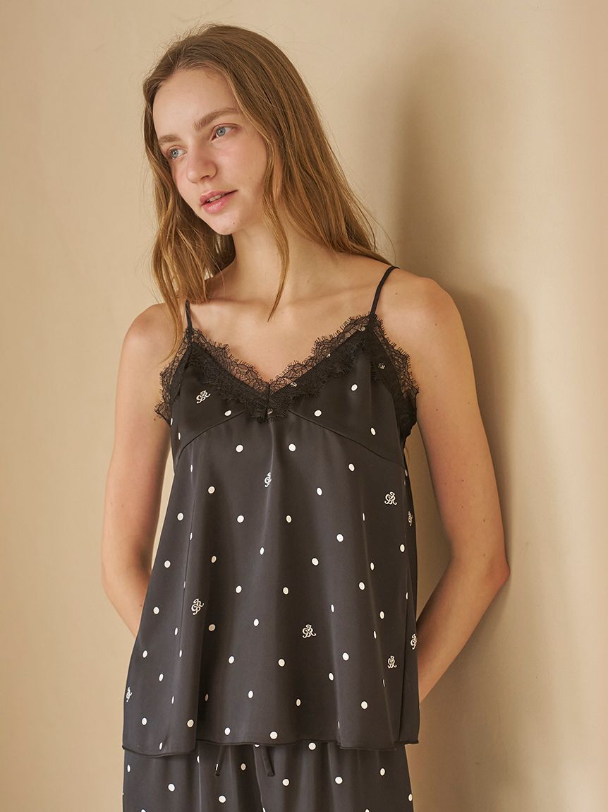 gelato pique「【JOEL ROBUCHON】ドット柄サテンレースキャミソール」|ルームウェア|