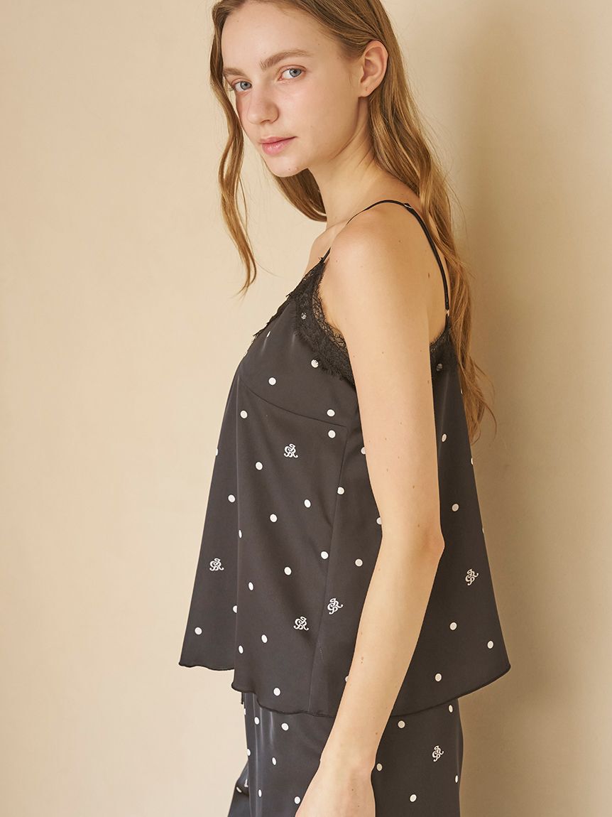 gelato pique「【JOEL ROBUCHON】ドット柄サテンレースキャミソール」|ルームウェア|