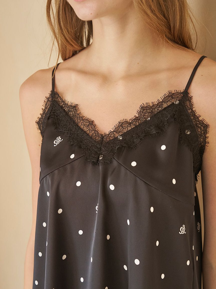 gelato pique「【JOEL ROBUCHON】ドット柄サテンレースキャミソール」|ルームウェア|