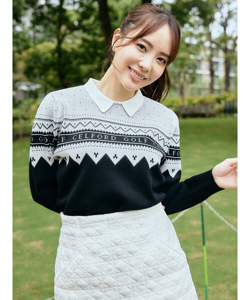 CELFORD「【CELFORD GOLF】　ロゴジャガードニットプルオーバー」|その他|BLK