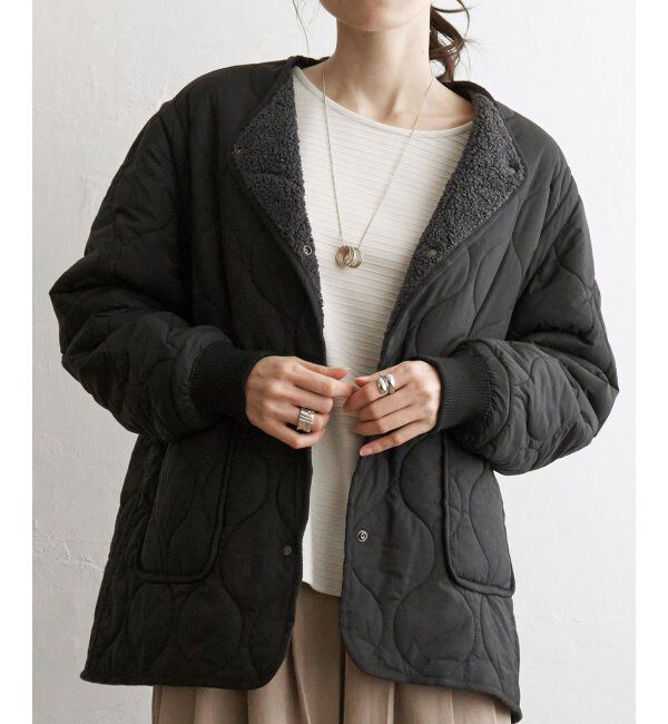 ikka「【撥水】2WAYボアキルトブルゾン」|ブルゾン・スタジャン|ブラック