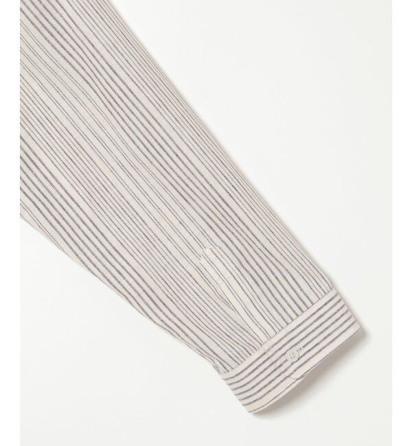 ikka「【吸水速乾】7分袖イージーケアリネンストライプシャツ」|シャツ・ブラウス|