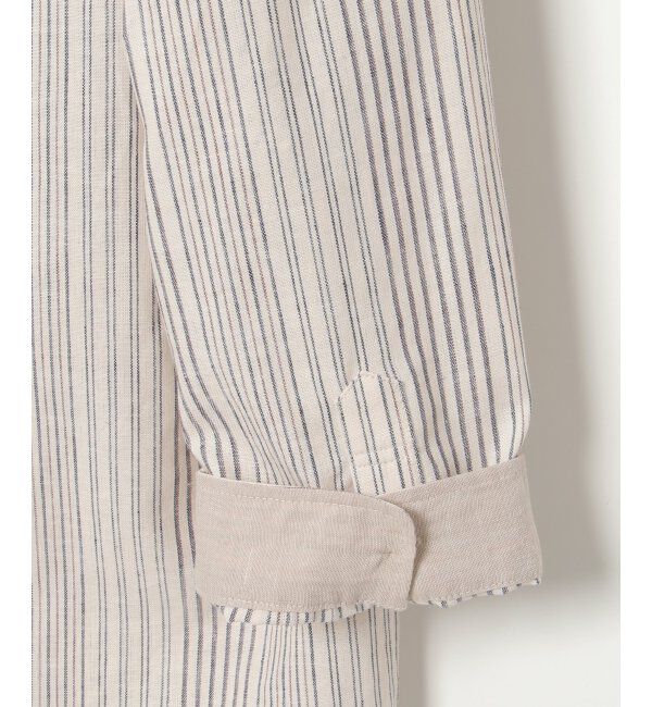 ikka「【吸水速乾】7分袖イージーケアリネンストライプシャツ」|シャツ・ブラウス|