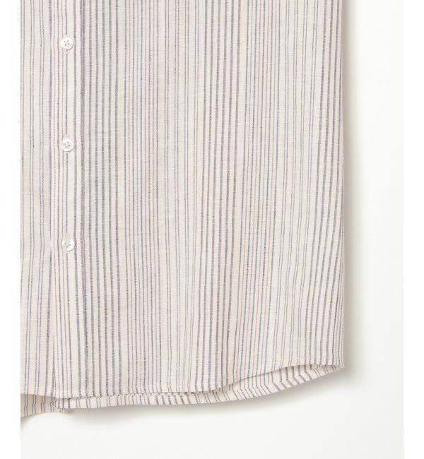 ikka「【吸水速乾】7分袖イージーケアリネンストライプシャツ」|シャツ・ブラウス|