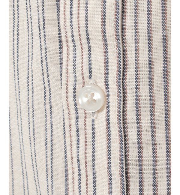 ikka「【吸水速乾】7分袖イージーケアリネンストライプシャツ」|シャツ・ブラウス|