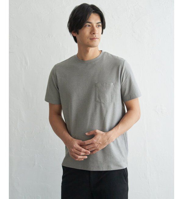 ikka「冷感DRYメランジ梨地Tシャツ」|Tシャツ・カットソー|グレー