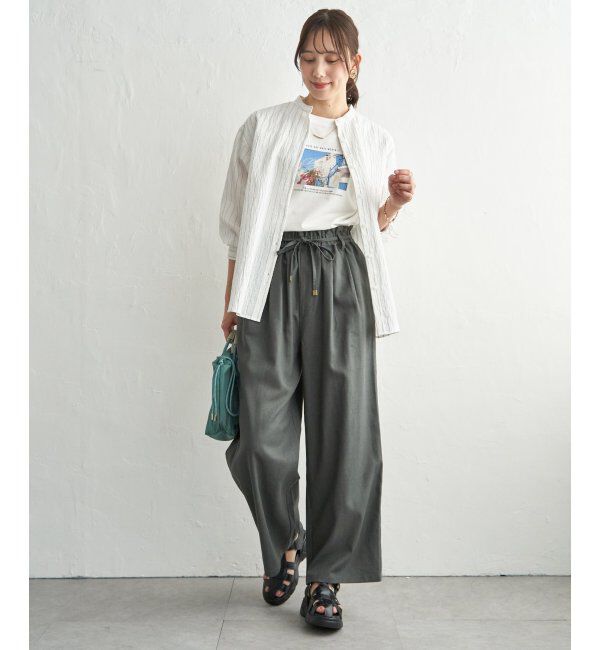 ikka「【雑誌InRed5月号掲載】冷感リネンバンドカラーシャツ」|シャツ・ブラウス|