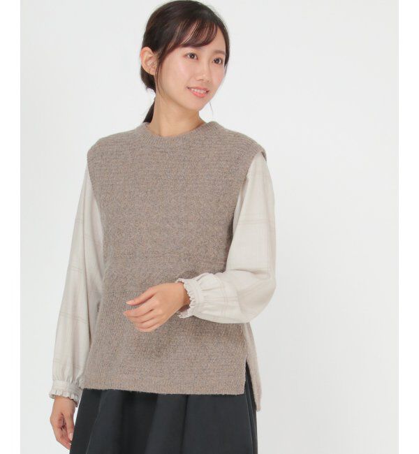 Lbc with Life「ウール混バックシャンベスト」|ニット・セーター|グレイ