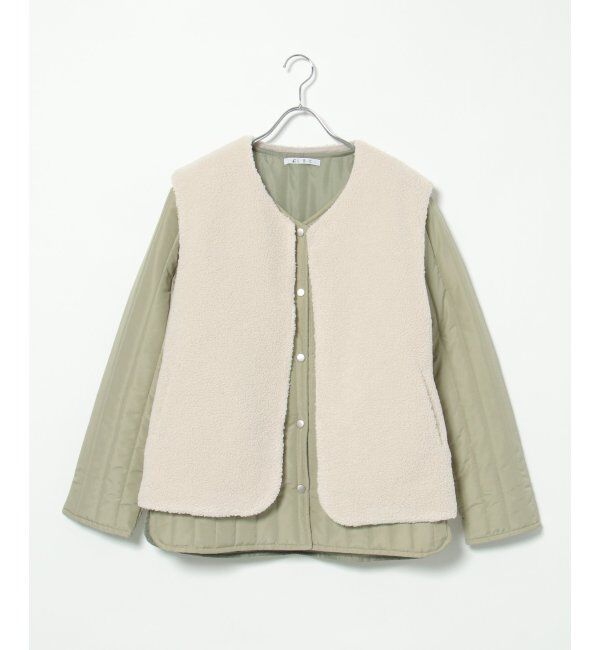 Lbc with Life「【2点セット】ボアベストキルトアウターセット」|ブルゾン・スタジャン|