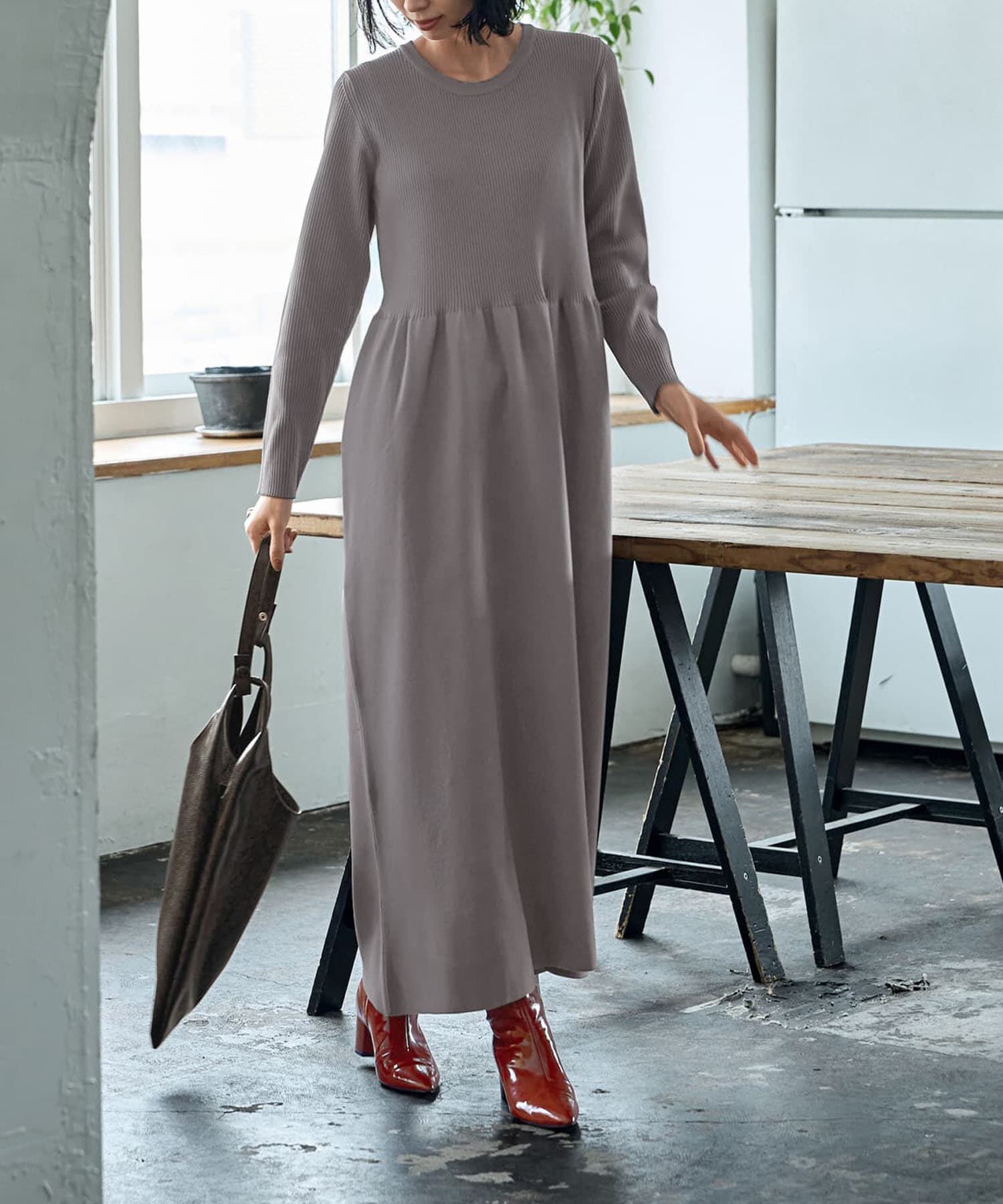 STYLE DELI「スポンディッシュ立体スカートワンピース」|ワンピース|ライトグレー