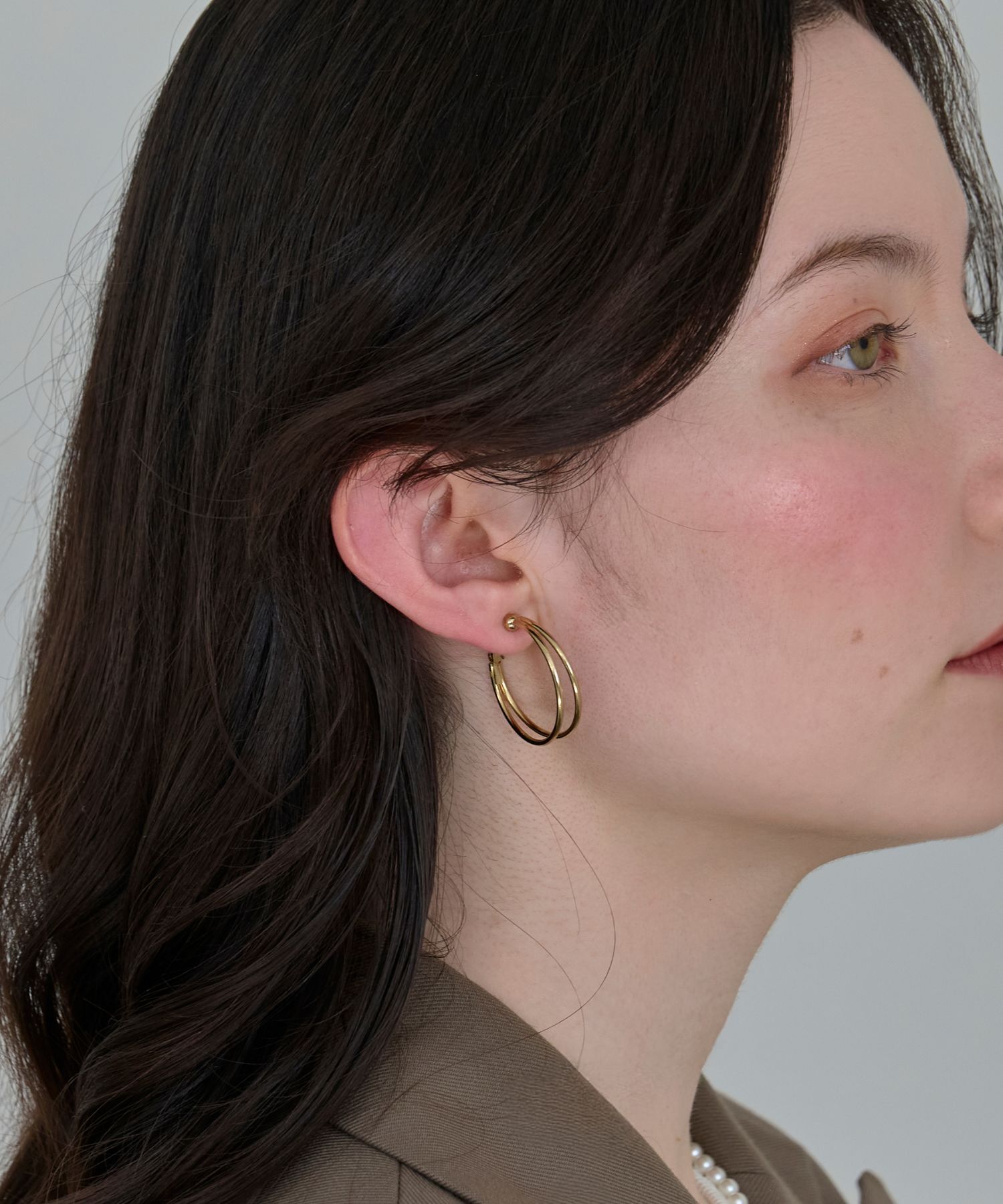 Phoebe「≪雑誌掲載≫ダブルラインフープイヤリング」|イヤリング|