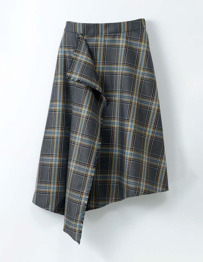 BACKYARD FAMILY「MIND フリンジチェックスカート 通販 日本製 スカート チェックスカート フリンジスカート」|スカート|