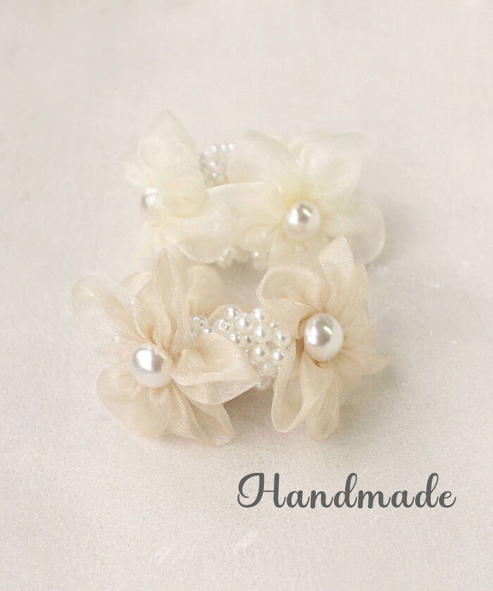 BACKYARD FAMILY「リボン シュシュ キッズ 通販 お花 パール 68142302 シューガーシュシュ オーガンジー」|その他|