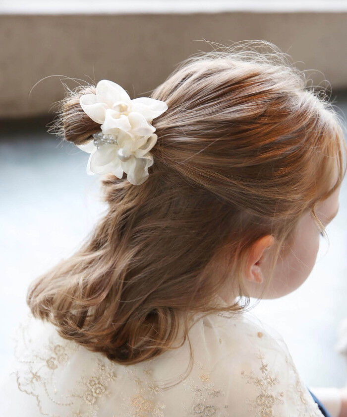 BACKYARD FAMILY「リボン シュシュ キッズ 通販 お花 パール 68142302 シューガーシュシュ オーガンジー」|その他|