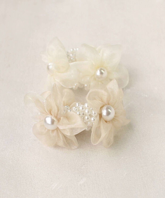 BACKYARD FAMILY「リボン シュシュ キッズ 通販 お花 パール 68142302 シューガーシュシュ オーガンジー」|その他|