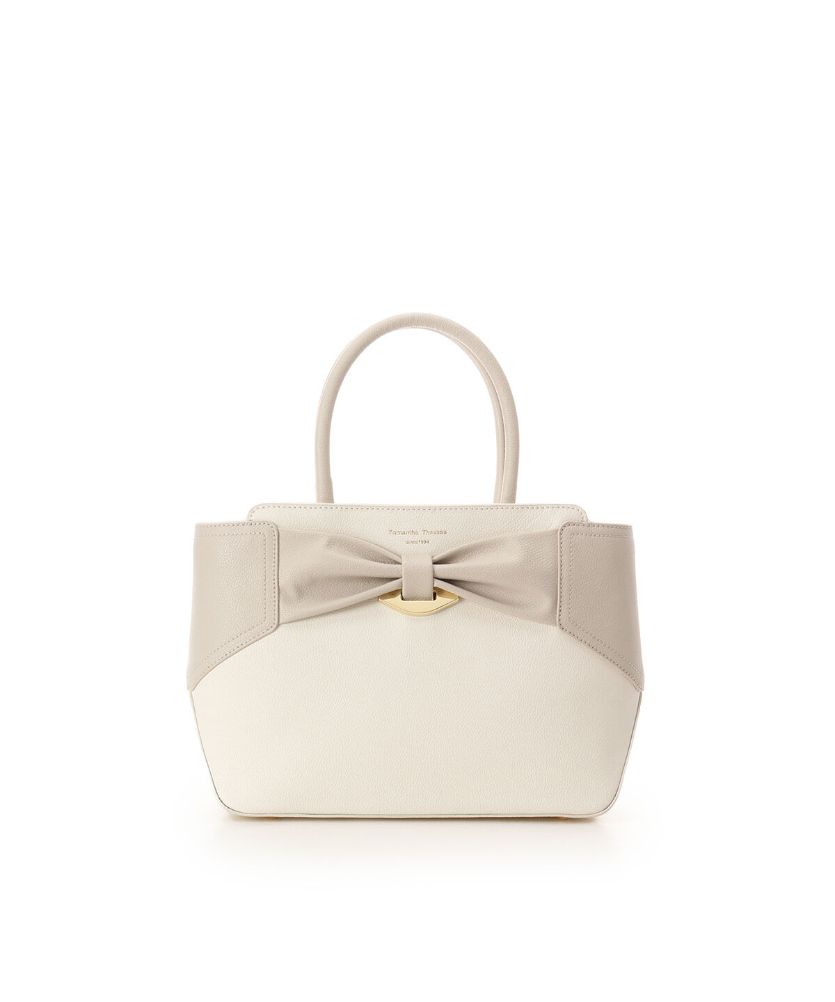 Samantha Thavasa「バイカラーリボンモチーフ スプリットレザーハンドバッグ」|ハンドバッグ|