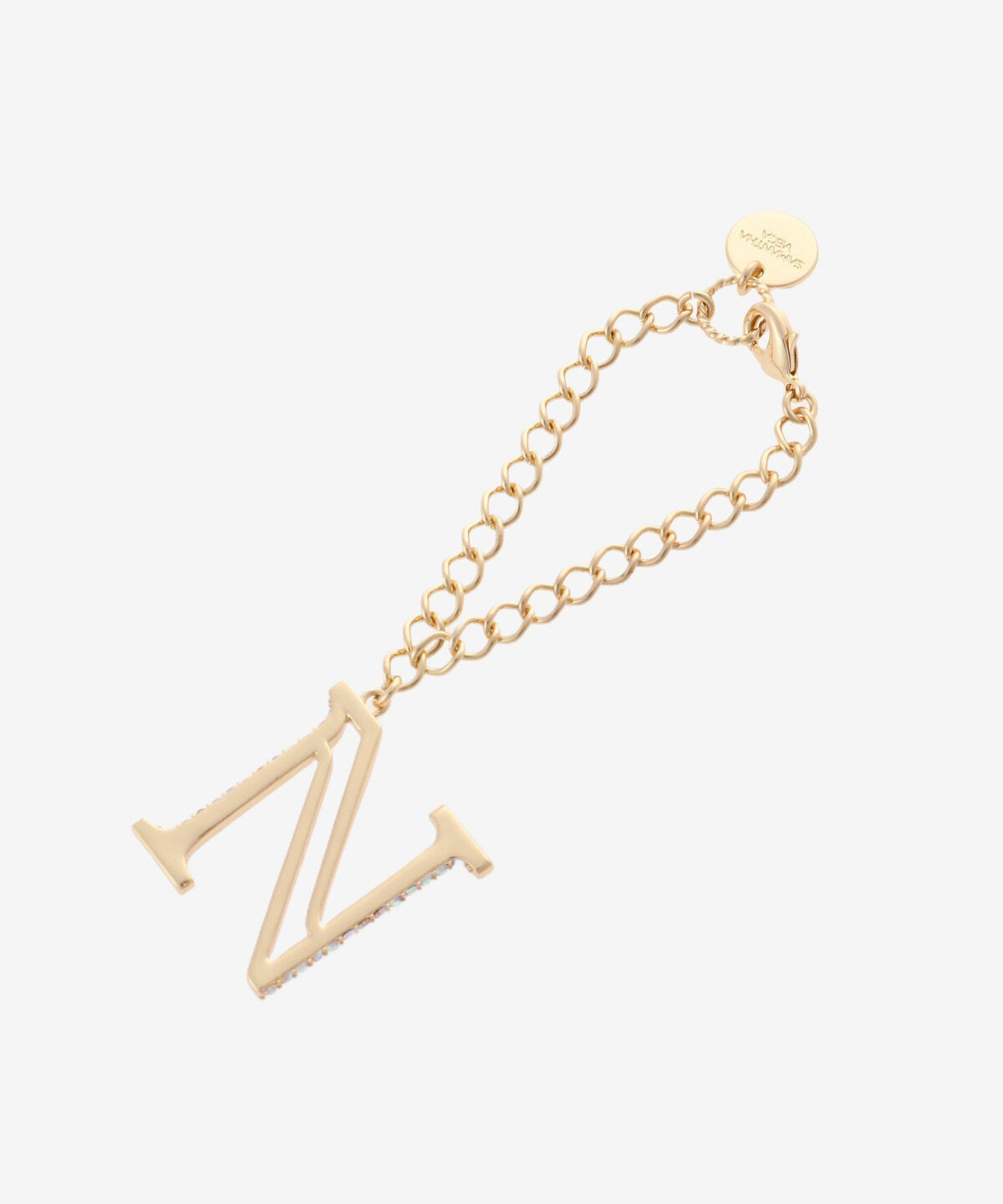 Samantha Vega「サイドビジューイニシャルバッグチャーム(N)」|チャーム・キーホルダー|ゴールド