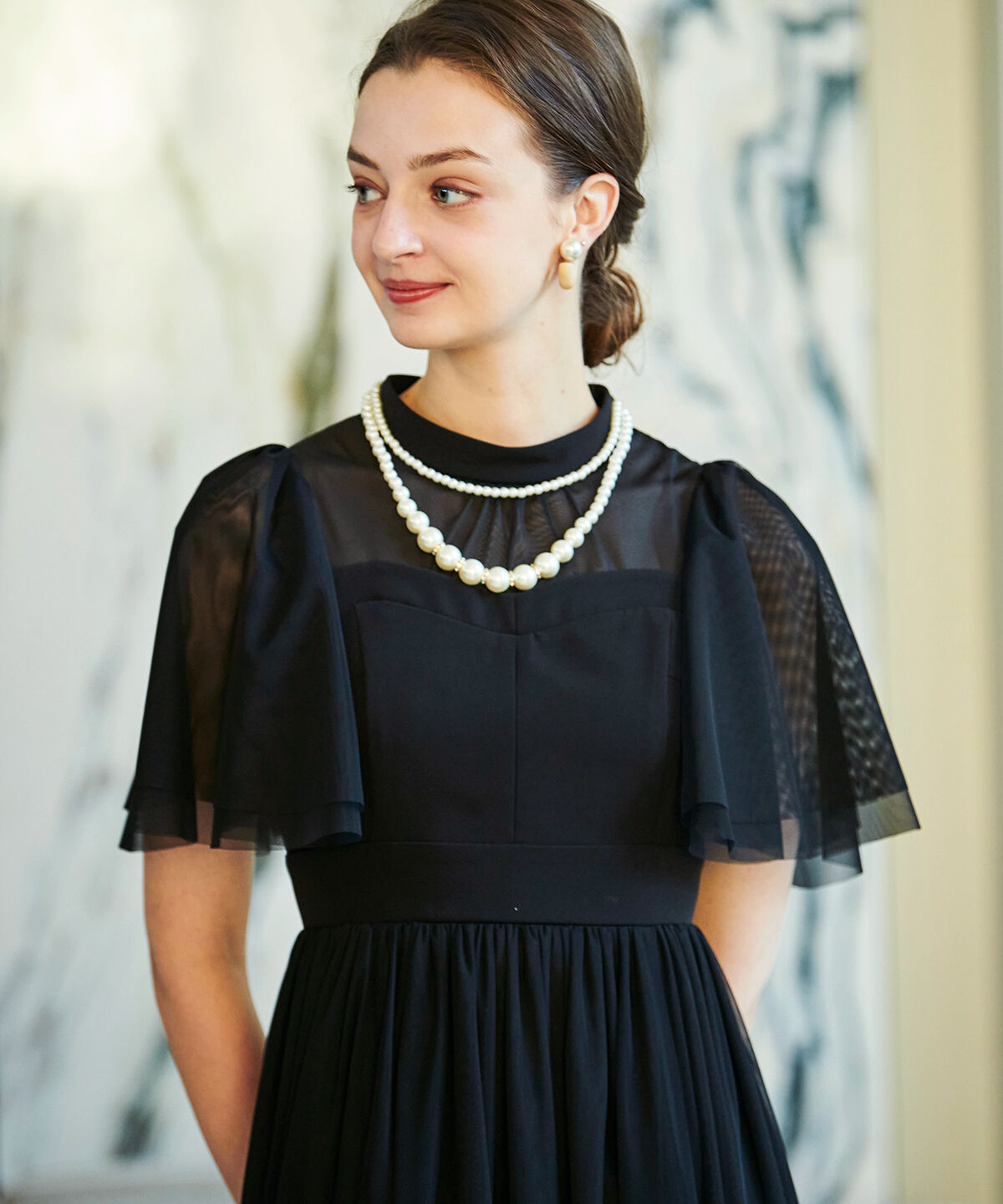 アンドクチュール「チュールオーバーレースドレス」|ドレス|