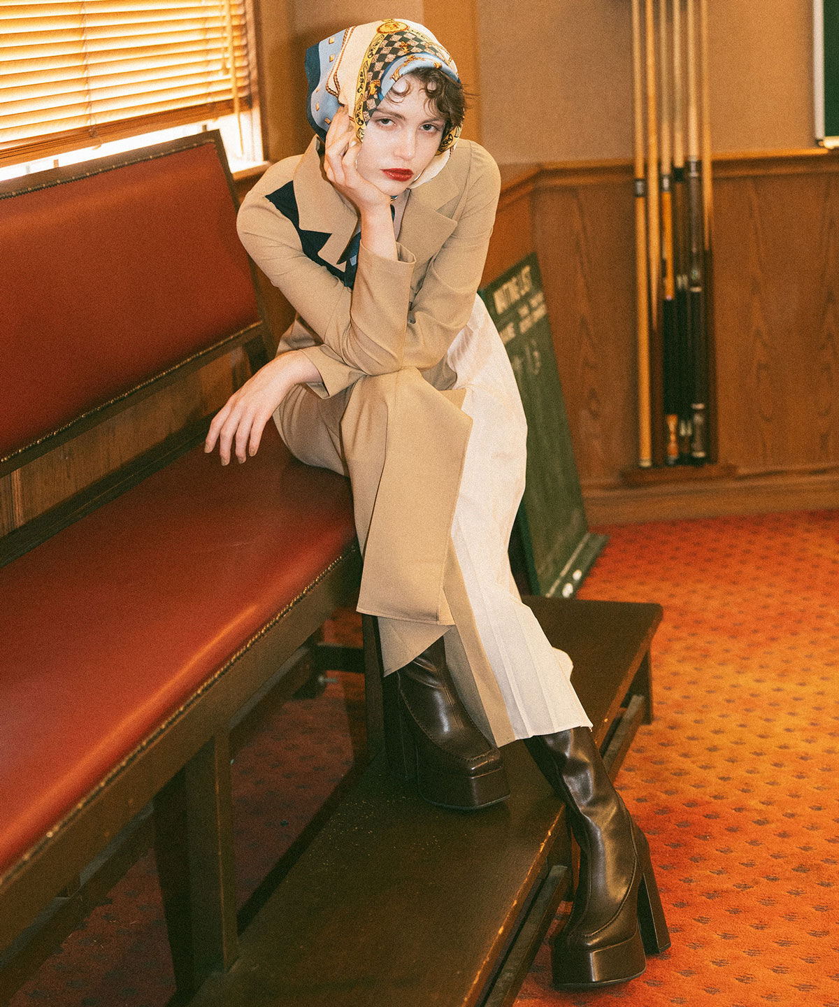 REDYAZEL「バイカラープリーツトレンチワンピース」|ワンピース|