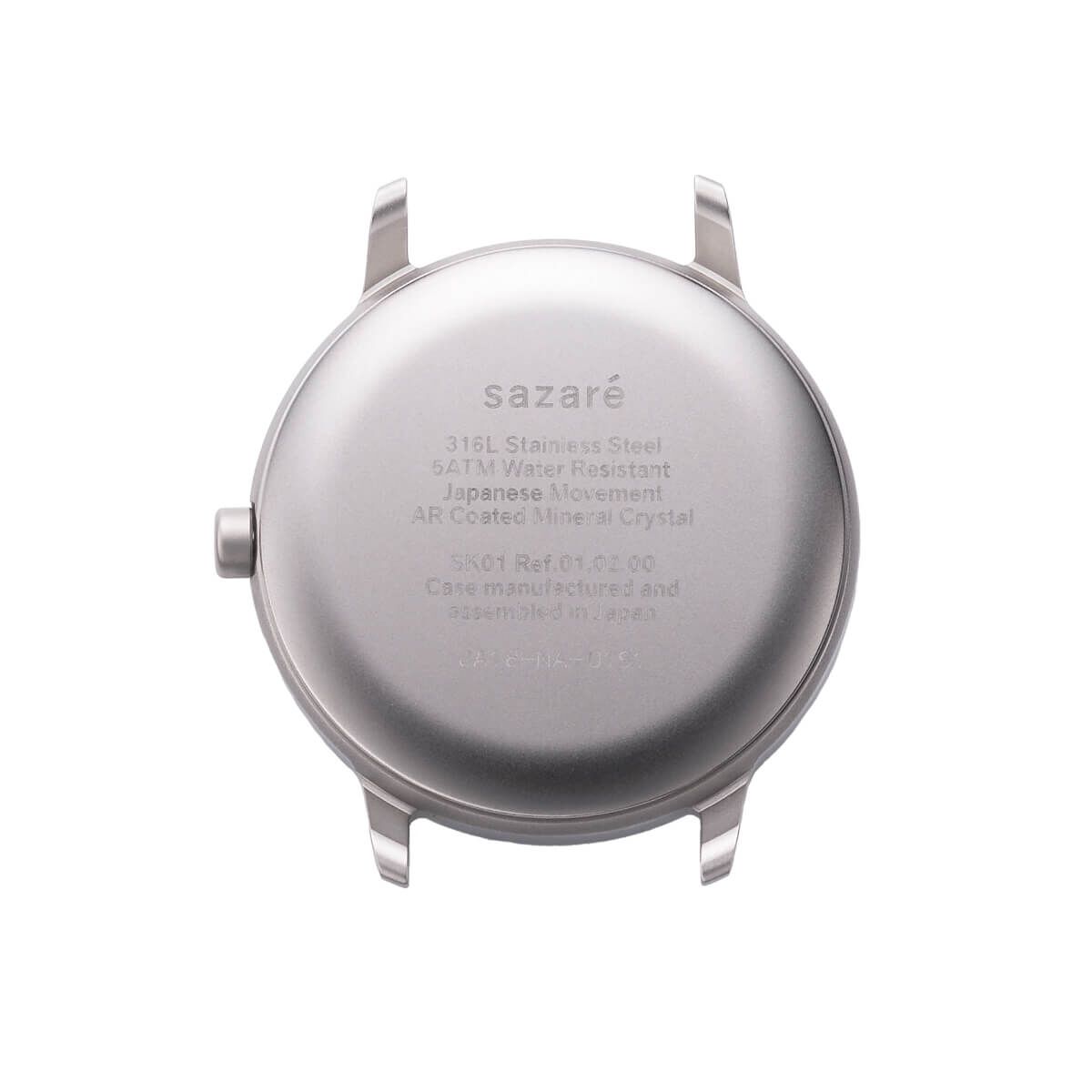sazare「<sazare (ｻｻﾞﾚ) > 38mm ｼﾙﾊﾞｰｹｰｽ ﾌﾞﾗｯｸ ﾌﾞﾗｯｸﾚｻﾞｰﾍﾞﾙﾄ」|腕時計|