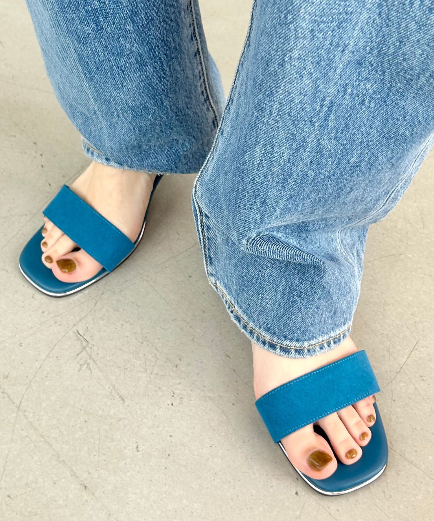 ORiental TRaffic「【アウトレット価格】メタリックライン ミドルヒール サンダル /31209 シンプル 」|サンダル|BLUE