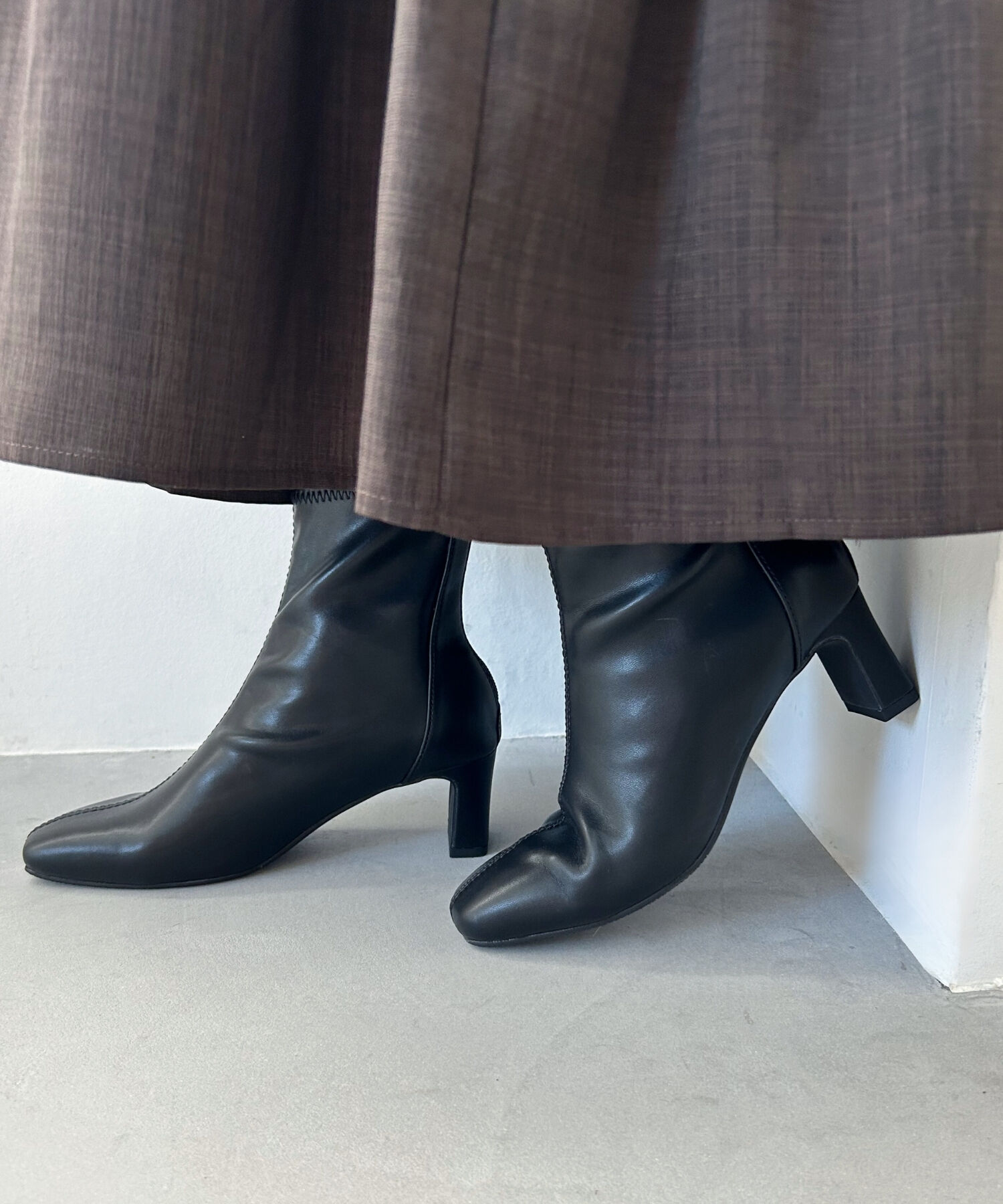 ORiental TRaffic「ストレッチ ヒール バック ジップ ブーツ /41406」|ショートブーツ|