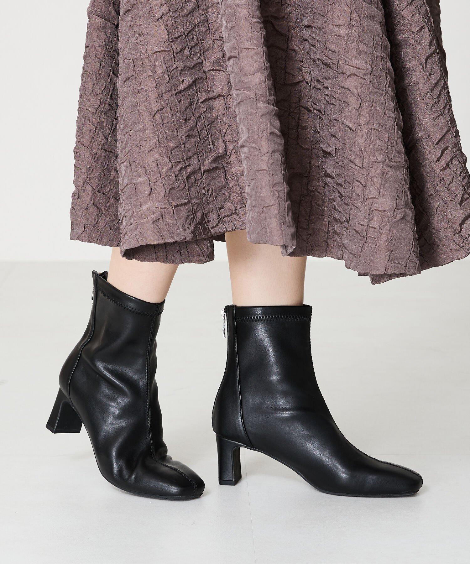 ORiental TRaffic「ストレッチ ヒール バック ジップ ブーツ /41406」|ショートブーツ|