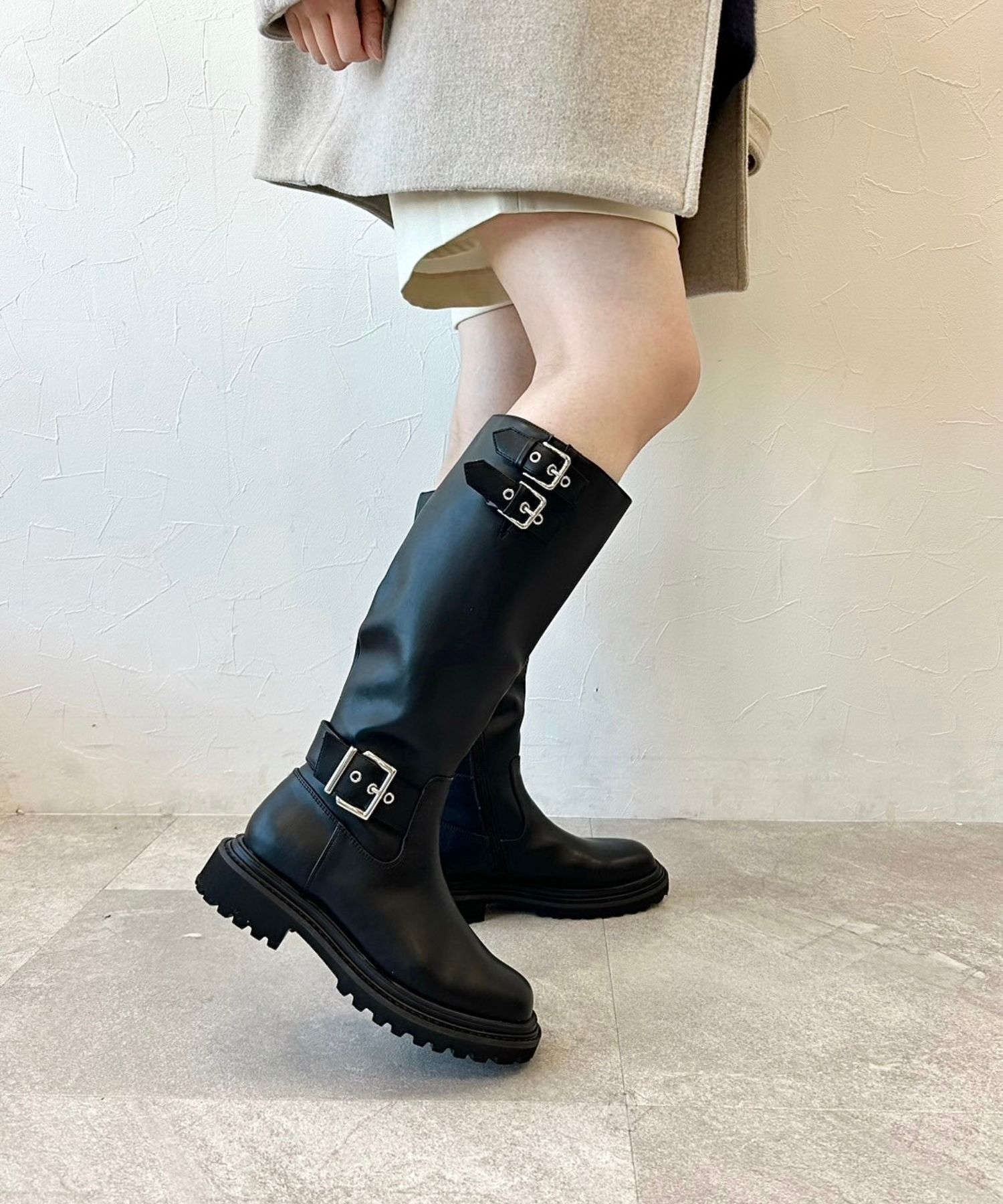 ORiental TRaffic「ベルトデザイン ロングブーツ /41504 ゆったり エンジニアブーツ」|ロングブーツ|