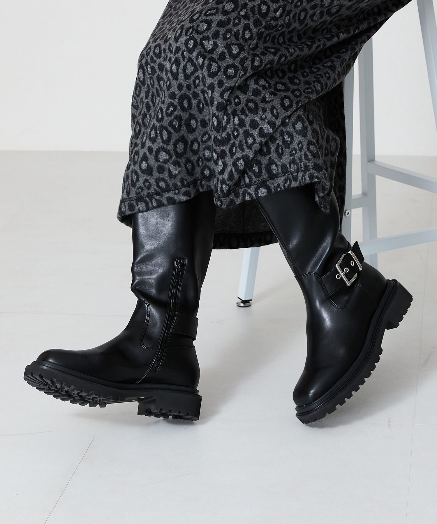 ORiental TRaffic「ベルトデザイン ロングブーツ /41504 ゆったり エンジニアブーツ」|ロングブーツ|