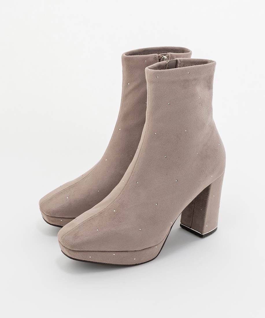  「ストーンデザインストレッチショートブーツ」|ショートブーツ|