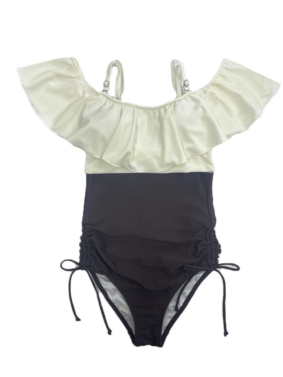 PEAK&PINE「無地オフショルダーワンピ見えビキニ」|ビキニ|