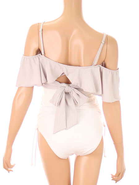 PEAK&PINE「無地オフショルダーワンピ見えビキニ」|ビキニ|