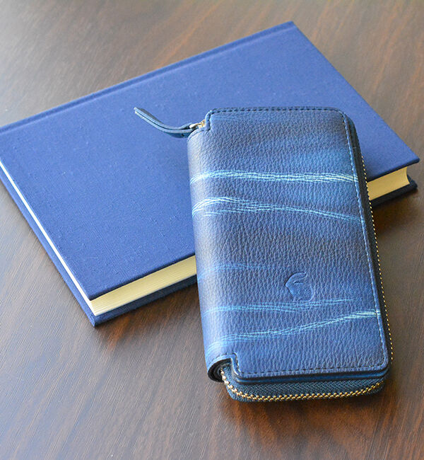 Kinuya Indigo「W409 本革　藍染め　絞り　Wallet」|財布|