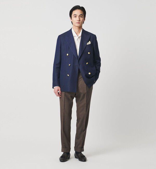 UNITED ARROWS「Vitale Barberis Canonico ウールリネン カルゼ ダブル 6ボタン ブレザー」|テーラードジャケット|