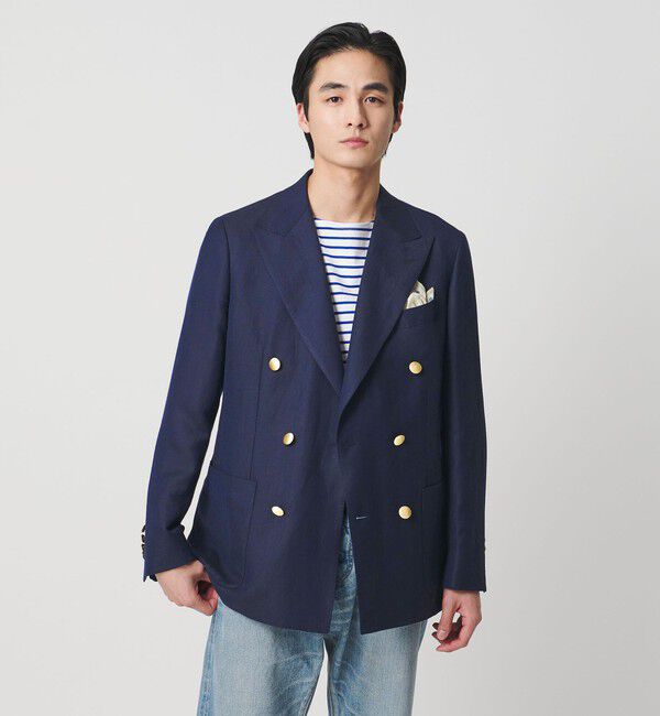 UNITED ARROWS「Vitale Barberis Canonico ウールリネン カルゼ ダブル 6ボタン ブレザー」|テーラードジャケット|