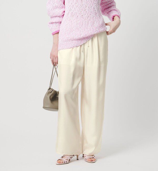 UNITED ARROWS「シルクライク イージーパンツ」|チノ|OFF WHITE