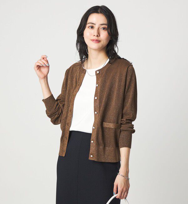 UNITED ARROWS green label relaxing「ラメ クルーネック ニット カーディガン」|カーディガン|