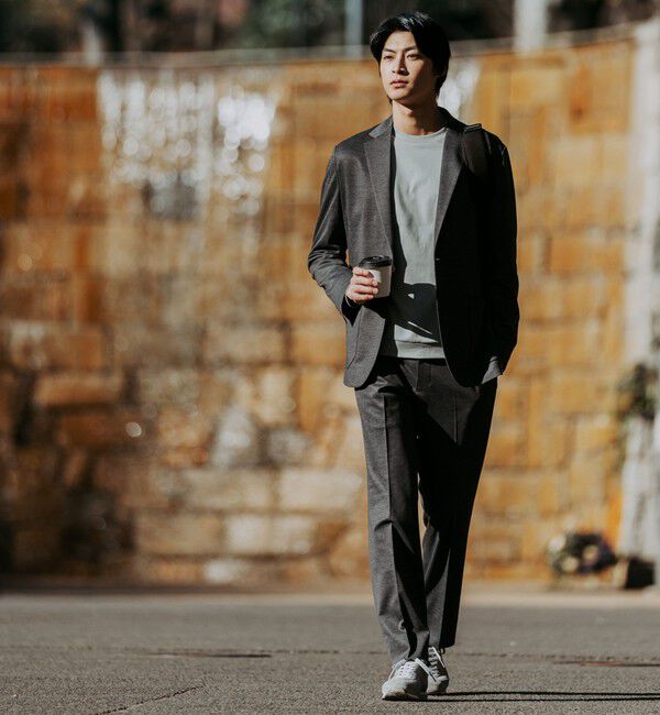 UNITED ARROWS green label relaxing「A+ プリントジャージ スタンダード セットアップ パンツ スラックス -ウォッシャブル・ストレッチ-」|スラックス|