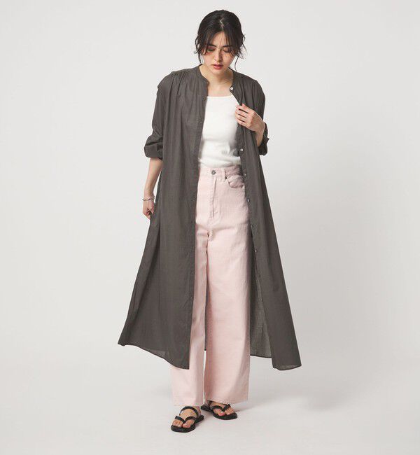 UNITED ARROWS green label relaxing「ギャザー ソリッド シャツワンピース」|ワンピース|