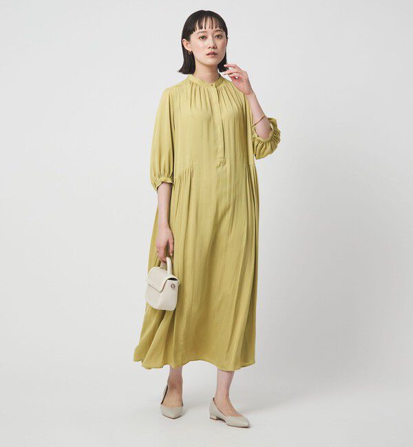 UNITED ARROWS green label relaxing「サテン ギャザー ショートスリーブ ワンピース 2」|ワンピース|